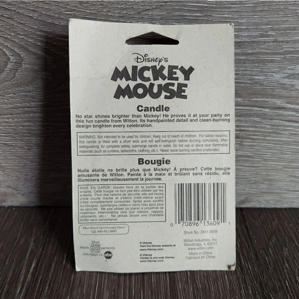 WILTON Disney's Mickey Mouse Birthday Candle - New Old Stock - Sealed